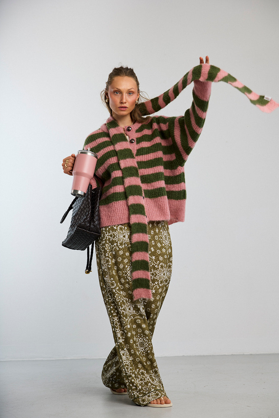 Szalik Lago Khaki & Pink