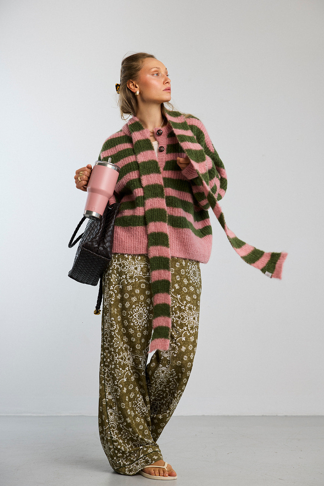 Szalik Lago Khaki & Pink
