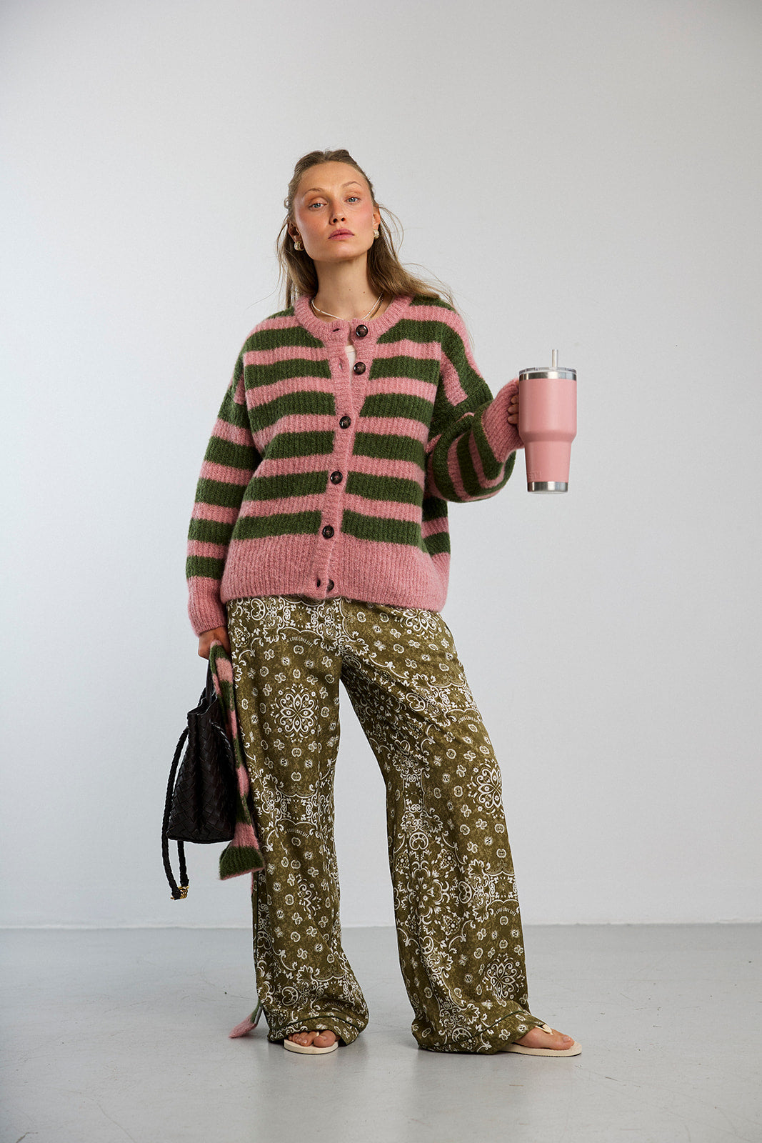 Cardigan Bori Khaki & Pink - 7