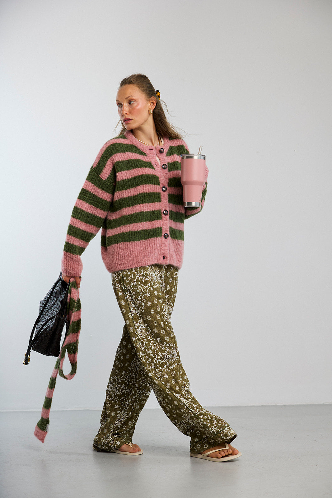 Cardigan Bori Khaki & Pink - 8