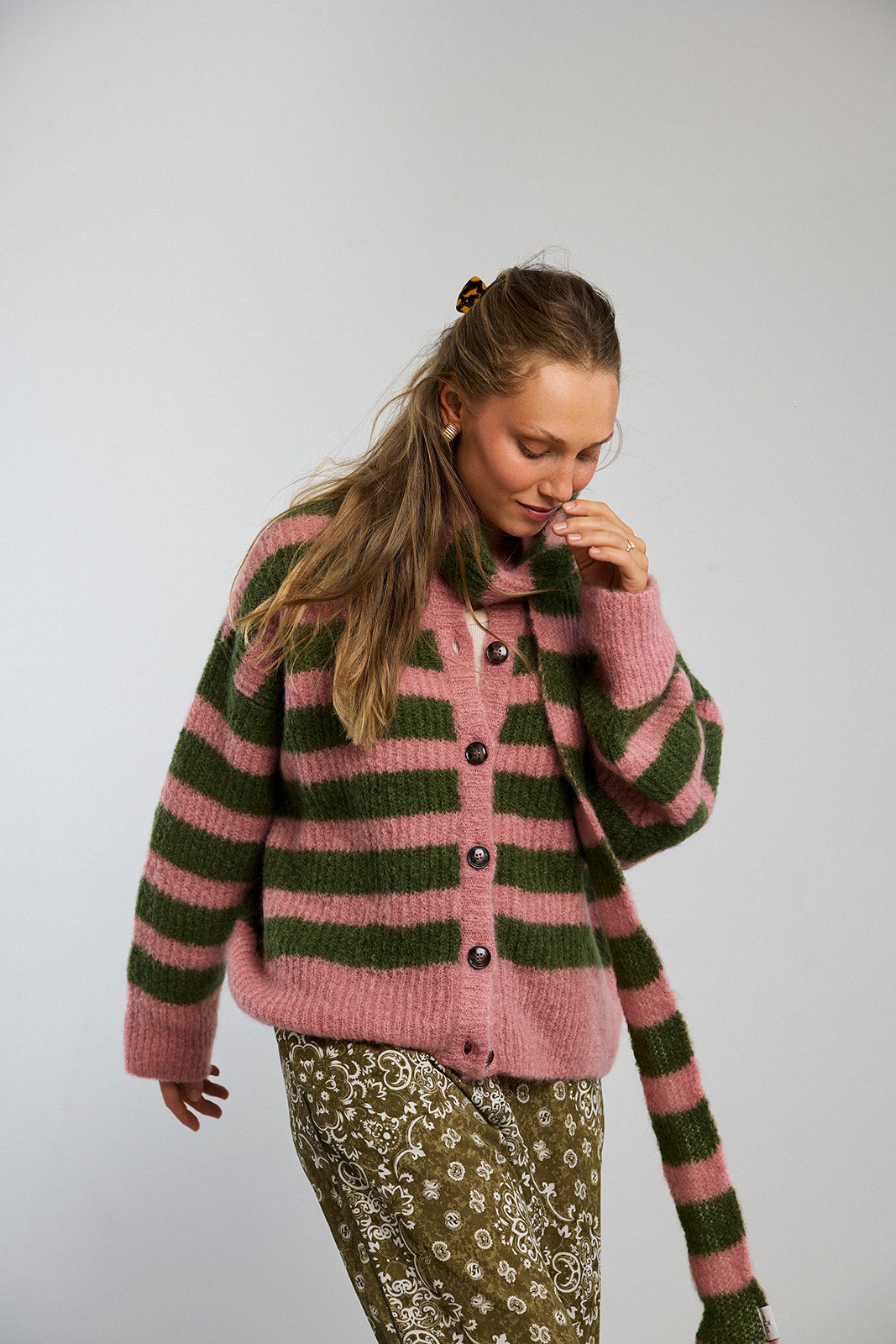 Cardigan Bori Khaki & Pink - 11