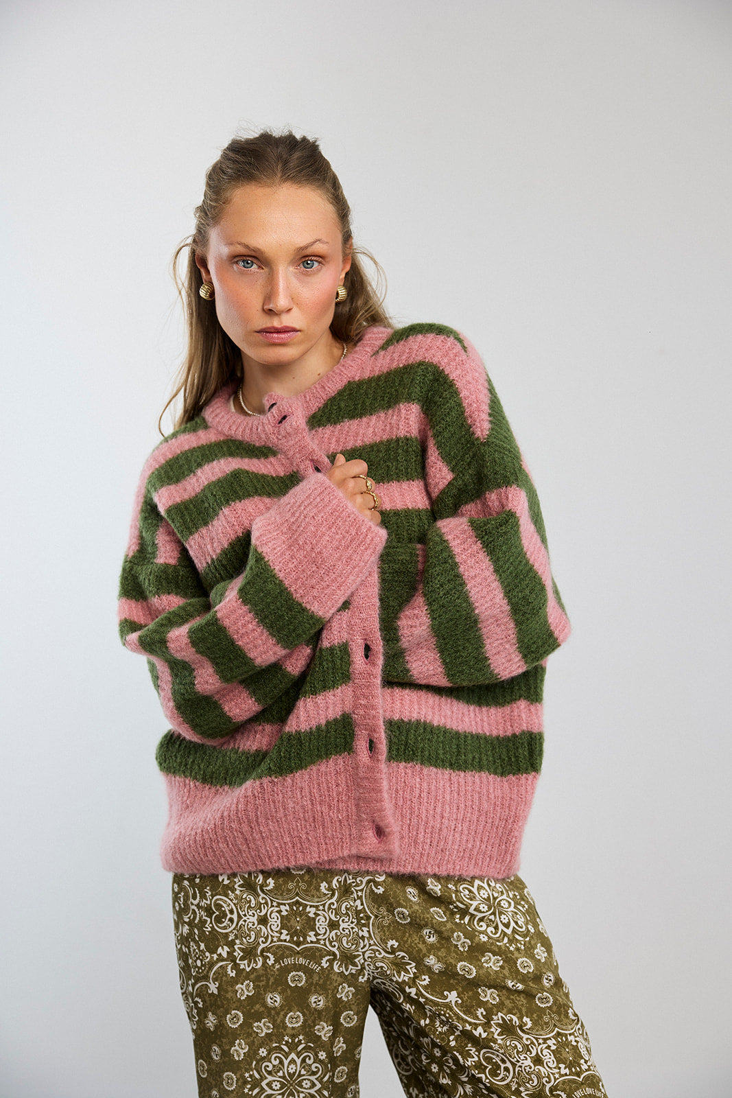 Cardigan Bori Khaki & Pink - 14