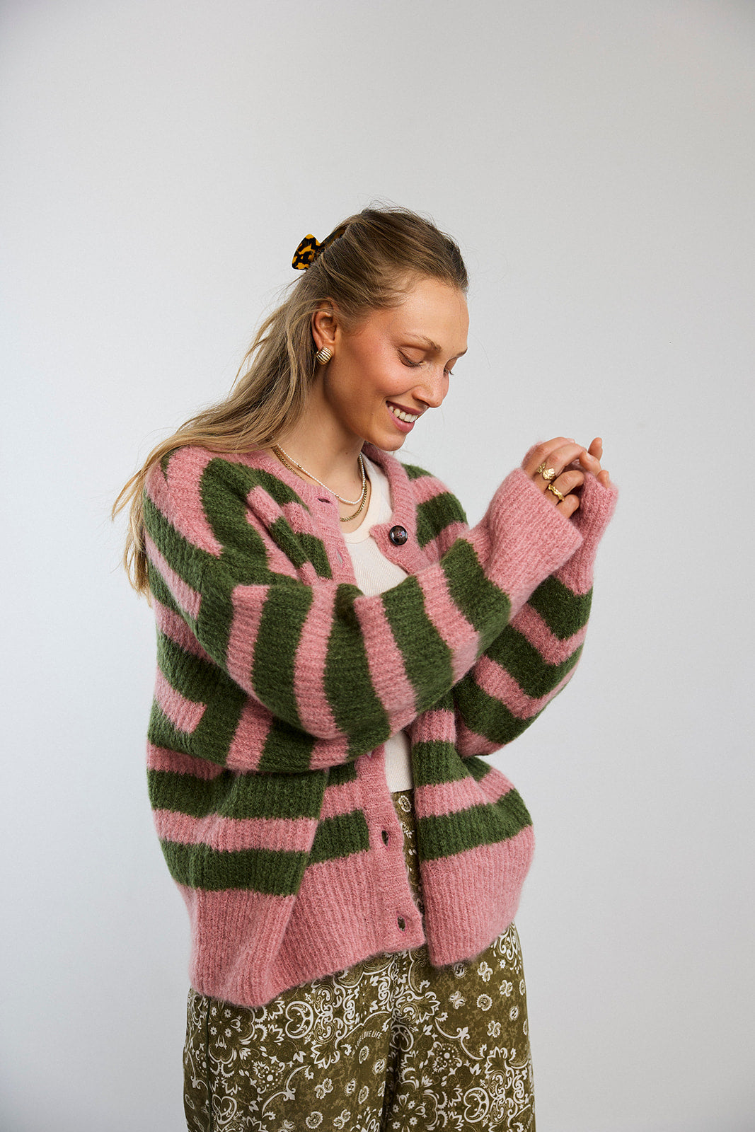 Cardigan Bori Khaki & Pink - 15