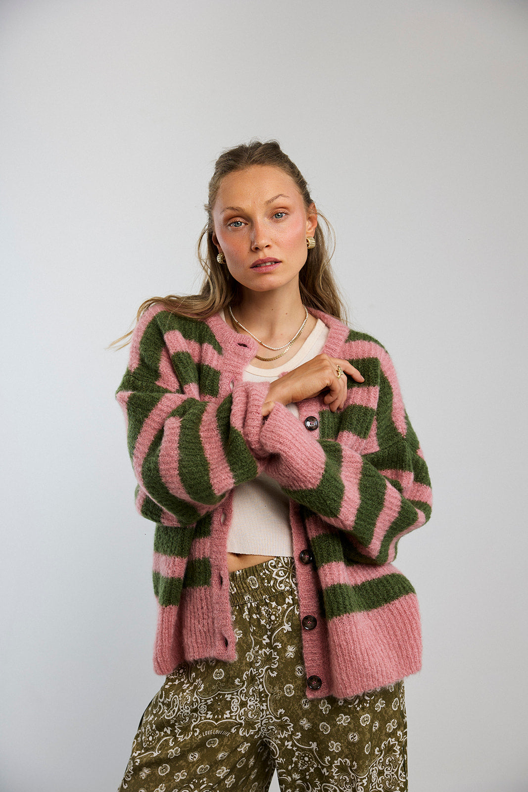 Cardigan Bori Khaki & Pink - 16