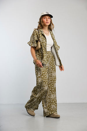 Spodnie Fall Dream Paisley Olive