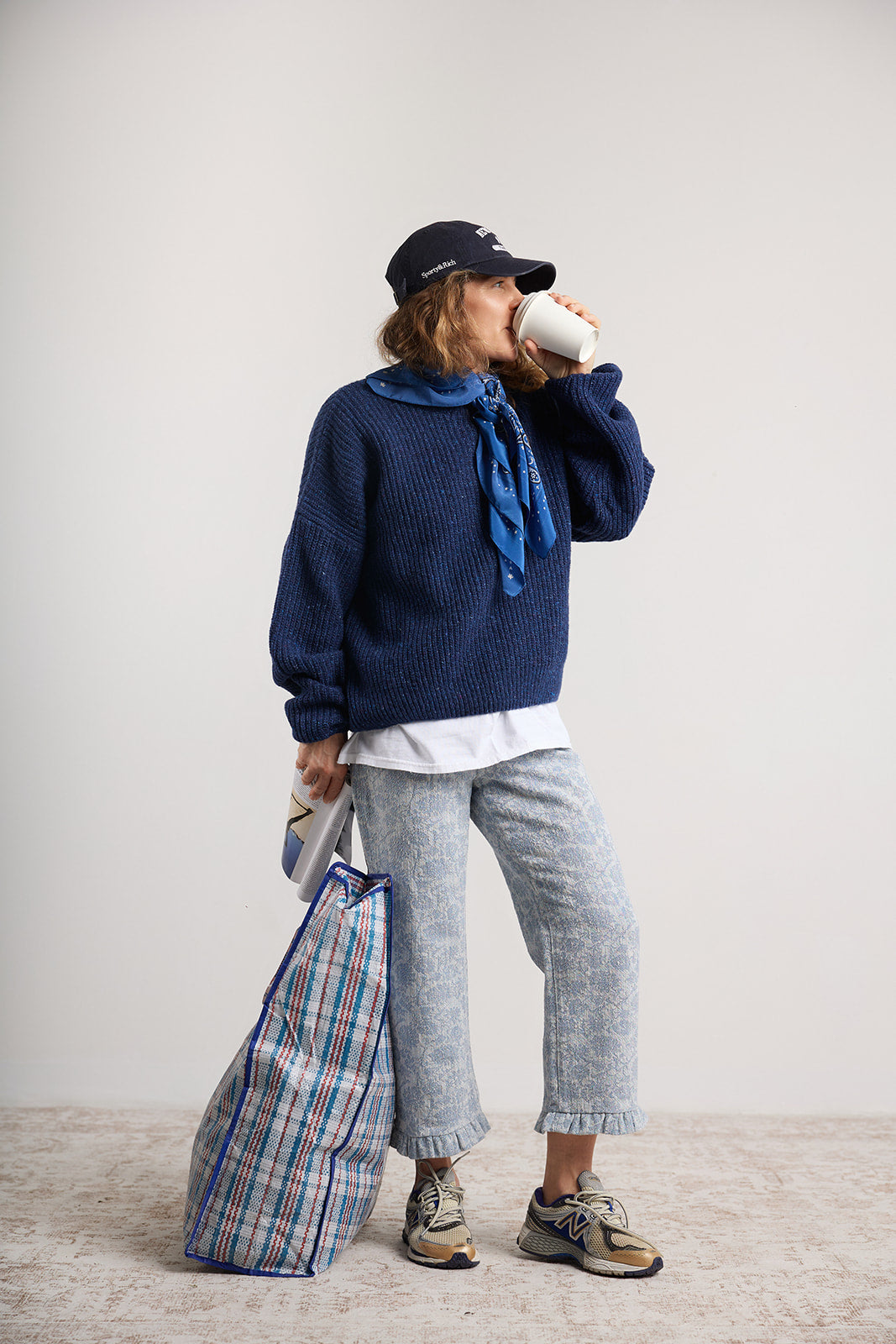 Spodnie Capri Blue Jacquard