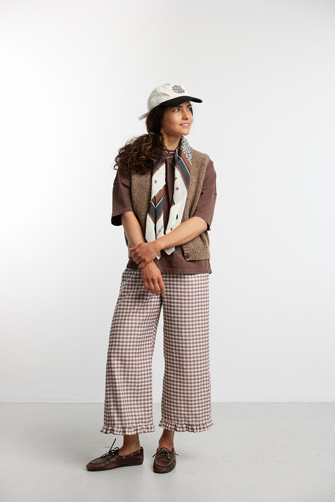 Spodnie Capri Brown Plaid - 9