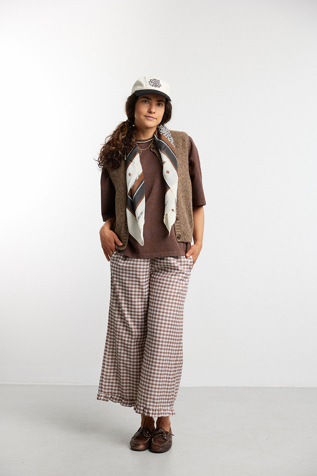 Spodnie Capri Brown Plaid - 7
