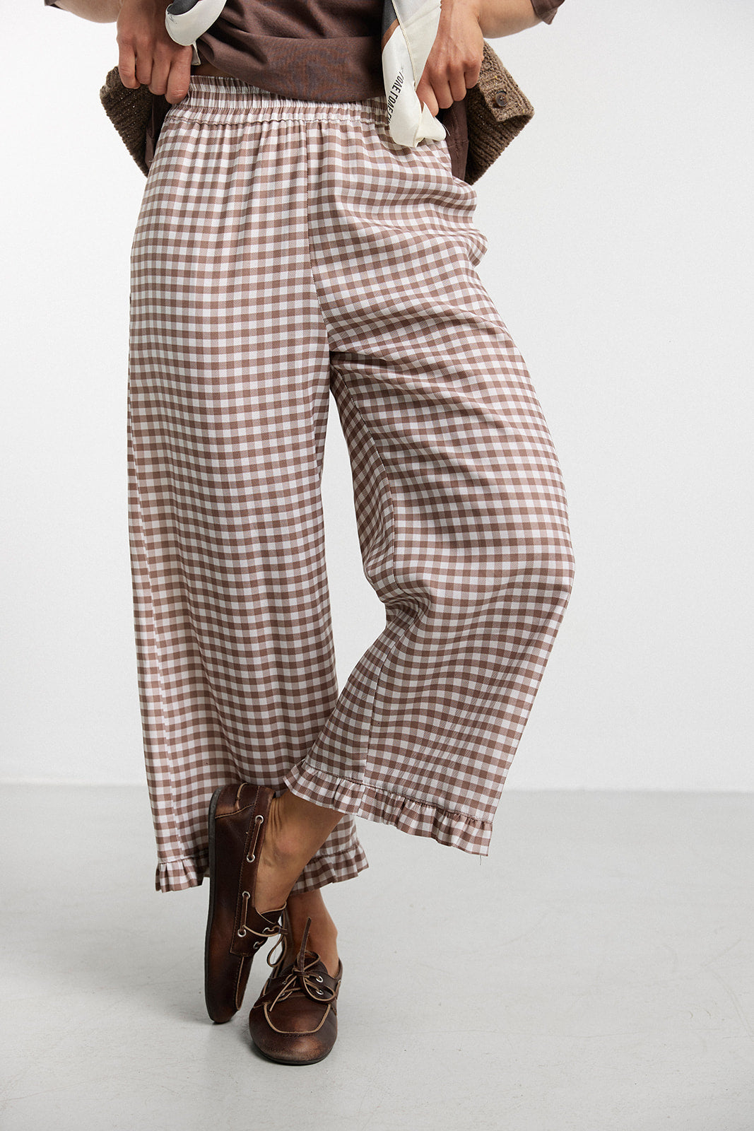 Spodnie Capri Brown Plaid - 6