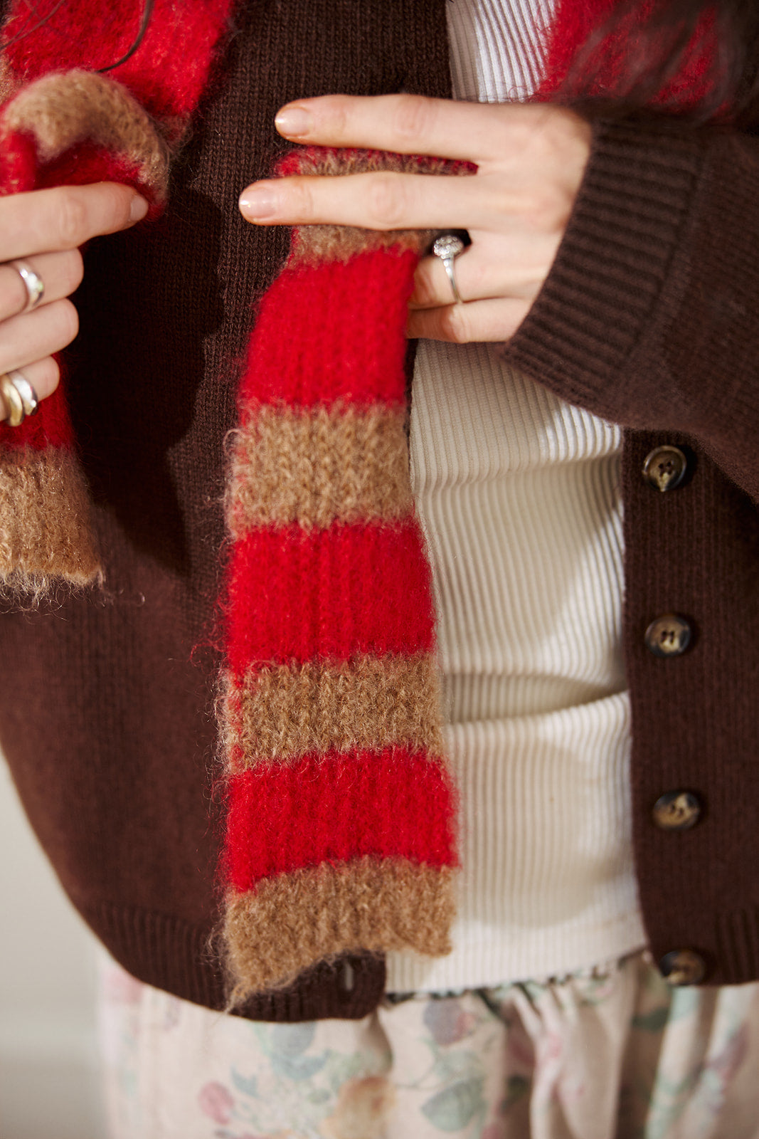 Szalik Lago Red & Beige