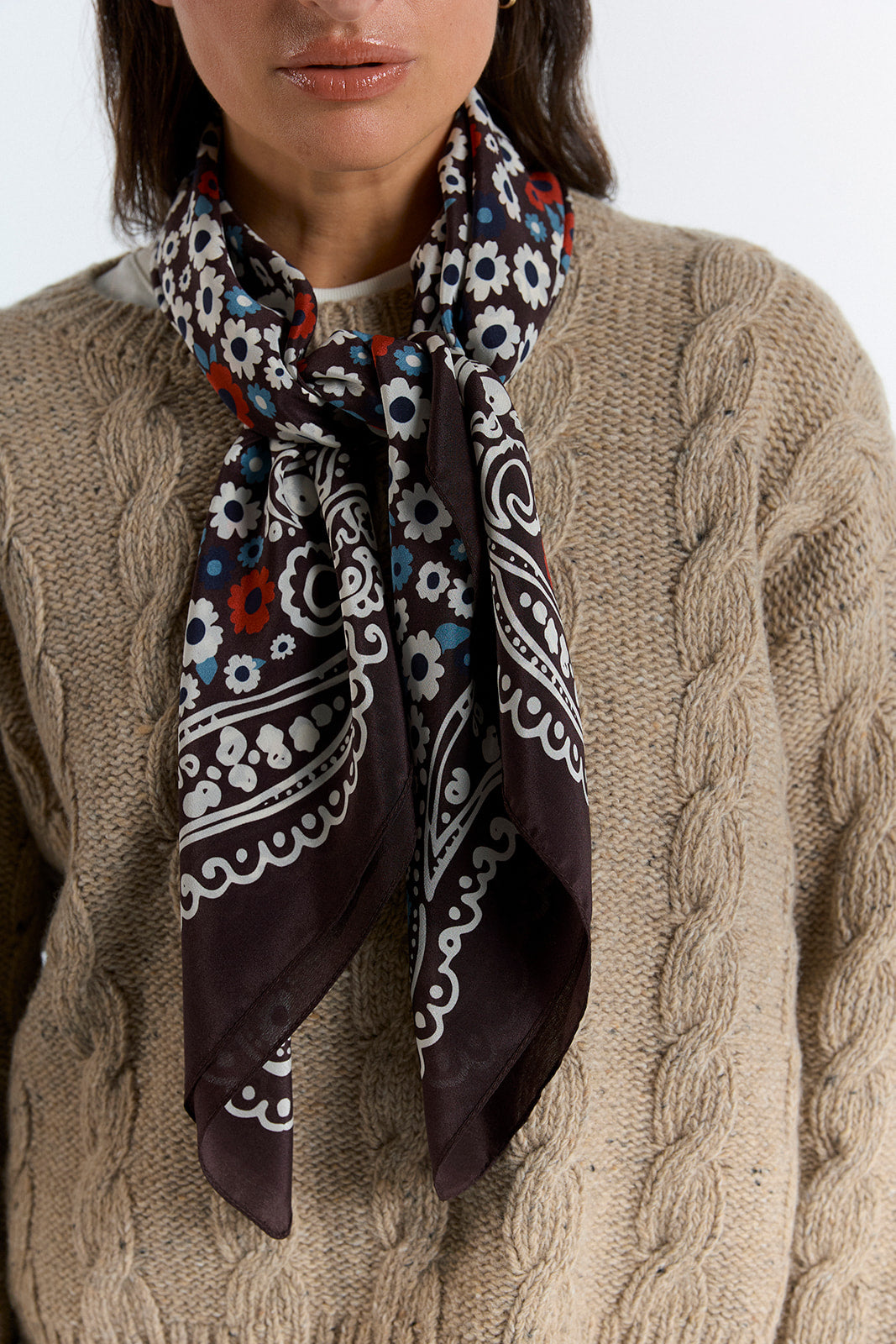 Bandana Daisies On Brown - 5