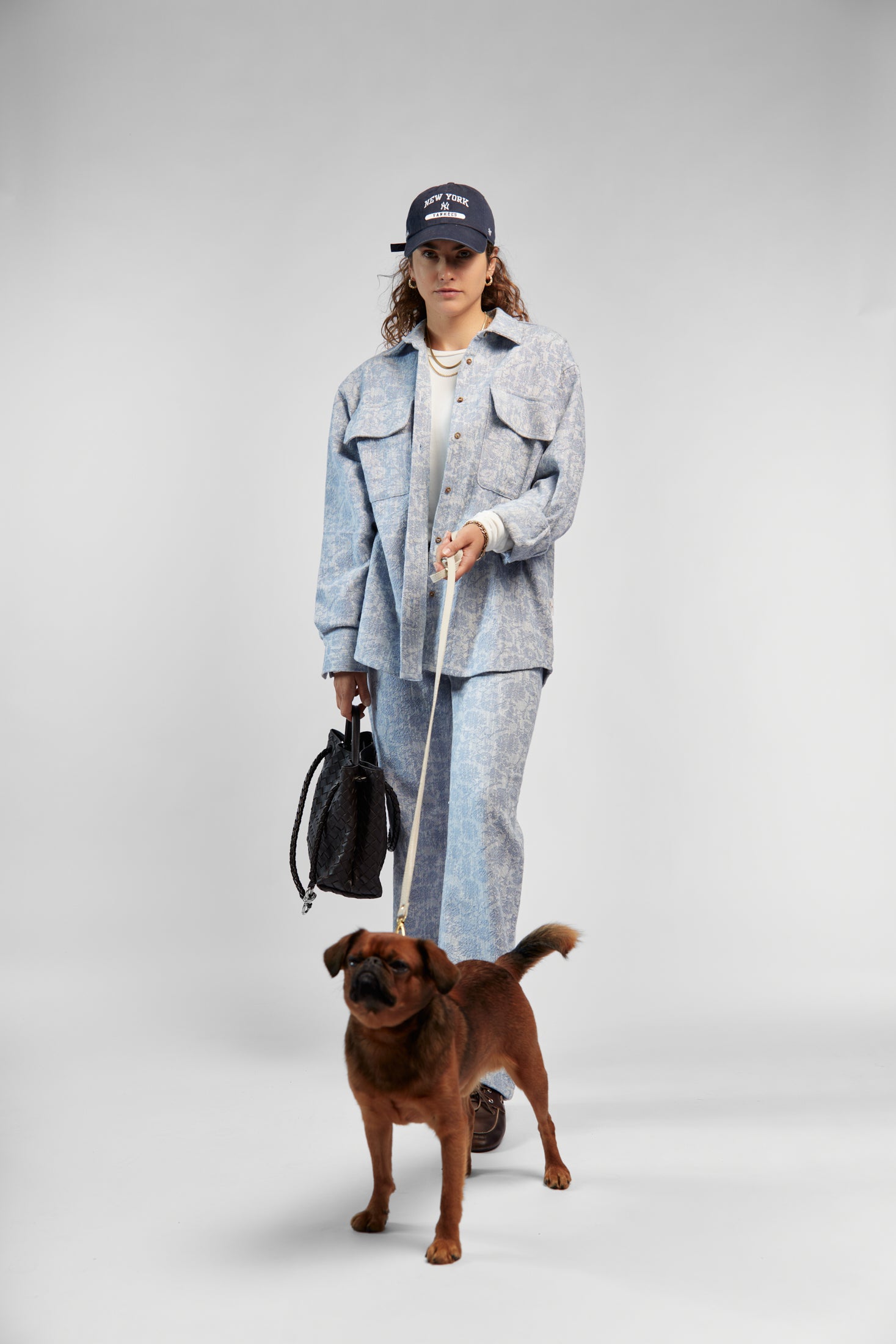 Sofia Blue Jacquard Trousers