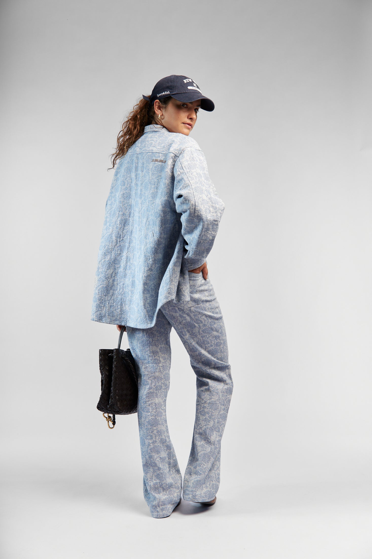 Sofia Blue Jacquard Trousers